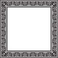 square black monochrome border, frame, Pompeii. Rectangle Neopolitan ornament. Art of Ancient Rome. Template for stained glass vector