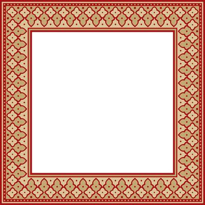 square gold with red national Persian ornament. Rectangle, frame, border, ethnic pattern of the peoples of Iran, Iraq, Tajikistan