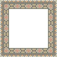 square colored border, frame, Pompeii. Rectangle Neopolitan ornament. Art of Ancient Rome. Template for stained glass vector