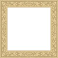 square gold border, frame, Pompeii. Rectangle Neopolitan ornament. Art of Ancient Rome. Template for stained glass vector