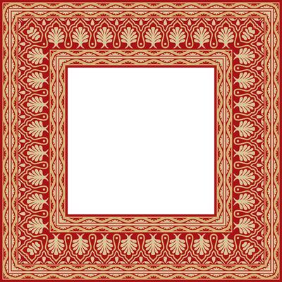 gold and red square national Indian ornament. Rectangle, border, ethnic Hindu frame.