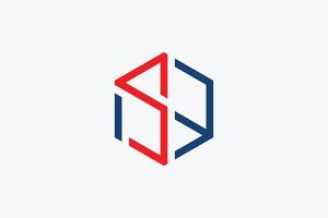 Initial letter S E hexagon Line logo Design Template vector