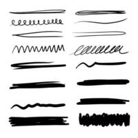 Set of artistic pen brushes. Hand drawn grunge strokes. Doodle lines, various dividers for web sites. vector