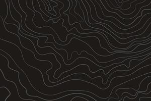 Abstract topographic map background. Grey topographic lines on a black background vector