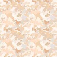 Beige desert military hand draw camouflage seamless pattern. Modern abstract shapes hand draw hunting camo pattern vector