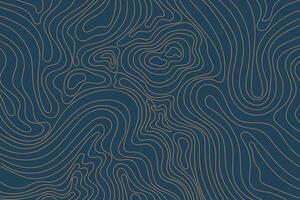 Abstract luxury topographic map background. Gold topographic lines on a dark blue background vector