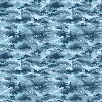 Blue military pixelated camouflage seamless pattern. Modern hunting camo pattern vector