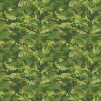Green military pixelated camouflage seamless pattern. Modern hunting camo pattern vector