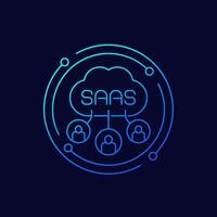Saas users icon, Software as a service linear design vector