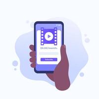 subscribe to streaming service form in a phone, design vector