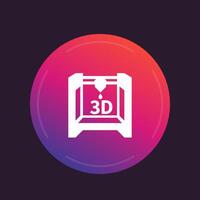 3d printer icon, additive manufacturing, printing symbol vector