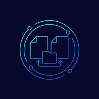 documents and file folder icon, linear design vector
