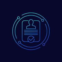 verified user account icon, linear design vector
