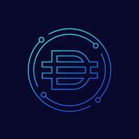 dai coin icon, crypto token, linear design vector