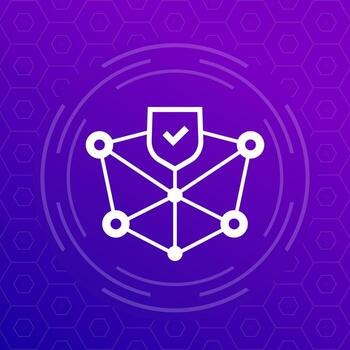 blockchain seguridad icono para web vector