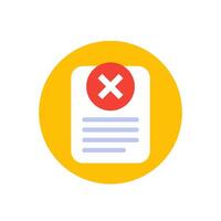 revocation icon with a document, flat vector