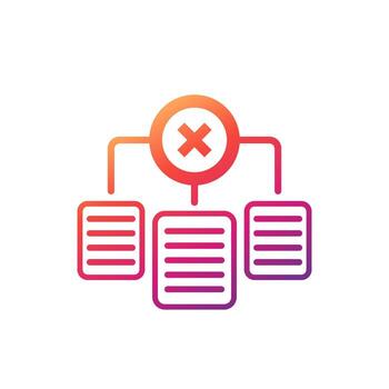 revocation icon with documents, vector