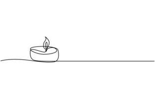 Continuous single one line art drawing of candle and minimalist outline art drawing vector