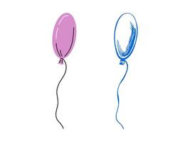 Hand- drawn sketch and flat style balloon isolated on white background. Template for postcard, banner, poster, web design. Back to School. vector
