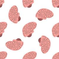 flat anatomical Illustration. Human brain seamless pattern. vector