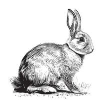 Rabbit sketch hand drawn Easter illustration vector
