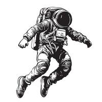 Astronaut in space hand drawn sketch in doodle style illustration vector