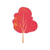 Hand drawn tree icon in coral color. Simple design. Flat Clean style. vector