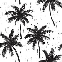 Black and white seamless pattern with palm tree. Tropical background vector