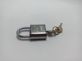Wonosobo, Central Java, Indonesia July 29, 2024 padlock and key on white background photo