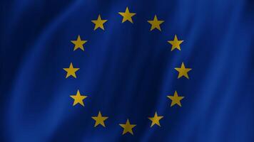 3D rendering of European Union flag used as symbol of representative democracy alliance organization. Waving EU blue national flag with yellow stars in center, patriotic concept photo