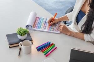 Smooth Focus, group of web designers are working together to develop mobile responsive website with UI UX Front End Designer Previewing. website designers in form of mobile applications with UI UX photo