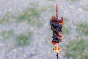 Blur image,Grilled foods that use too much heat of the fire can cause carcinogens when ingested and can lead to stomach cancer, so they should be grilled over low heat to allow them to cook properly. photo