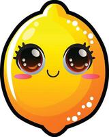 gradient smiling lemon cartoon sticker vector