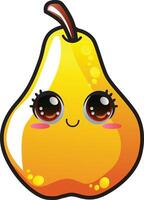 gradient smiling pear cartoon sticker vector