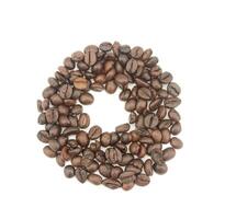 0 number made with coffee beans on a white background photo