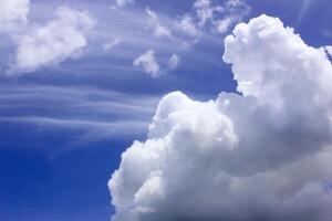Beautiful white clouds with blue sky background photo