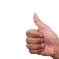 Man hands show stranglehold isolate on white background. photo