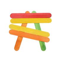 Colorful wood ice lolly sticks, Ice cream sticks, isolated on white background photo