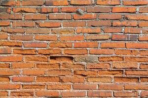 Brick wall background is a wall made of clay bricks, giving the structure strength and cement line between bricks that looks beautiful. It is popular to build a wall of ancient monuments.copy space, photo