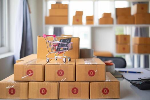 background Credit Card Shopping Cart is the concept of using a credit card to pay for items when shopping online through a secure application And credit cards are also convenient for payment. photo