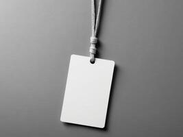 White Paper Price Label With String Isolated on gray background. photo