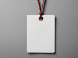 White Paper Price Label With String Isolated on gray background. photo