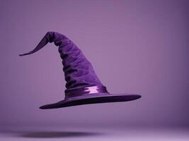 purple witch hat isolated on purple background. photo