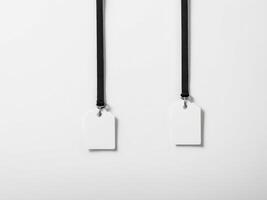 White Paper Price Label With String Isolated on white background. photo