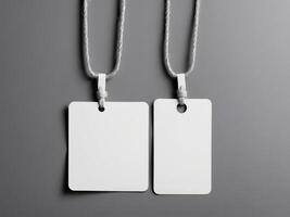 White Paper Price Label With String Isolated on gray background. photo