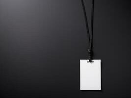 White Paper Price Label With String Isolated on black background. photo