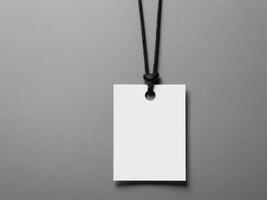 White Paper Price Label With String Isolated on gray background. photo