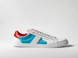 modern sports shoes, mixed white sneakers isolated on white background. photo