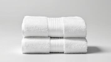 neatly folded white towel isolated on white background. photo