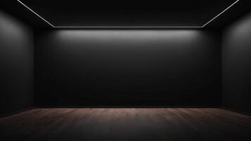 Interior of empty auditorium room with black walls and floor. photo